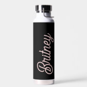 Modern Black Blush Dusty Pink Monogram Name Trinkflasche (Links)