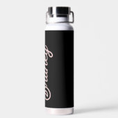 Modern Black Blush Dusty Pink Monogram Name Trinkflasche (Rückseite)