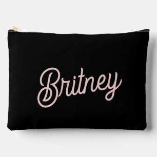 Modern Black Blush Dusty Pink Monogram Name Zubehörtasche