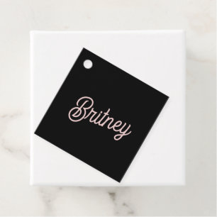 Modern Black Blush Dusty Pink Monogram und Name Geschenkanhänger