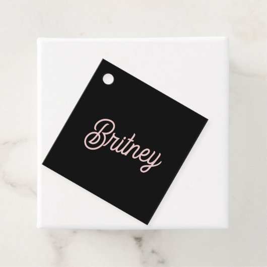 Modern Black Blush Dusty Pink Monogram und Name Geschenkanhänger (Beispiel)