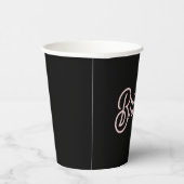 Modern Black Blush Dusty Pink Monogram und Name Pappbecher (Rechts)