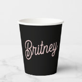 Modern Black Blush Dusty Pink Monogram und Name Pappbecher (Vorderseite)
