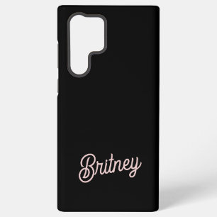 Modern Black Blush Dusty Pink Monogram und Name Samsung Galaxy Hülle