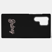 Modern Black Blush Dusty Pink Monogram und Name Samsung Galaxy Hülle (Rückseite (Horizontal))