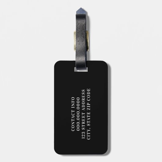 Modern Black Blush Pink Monogram Script Gepäckanhänger (Rückseite vertikal)