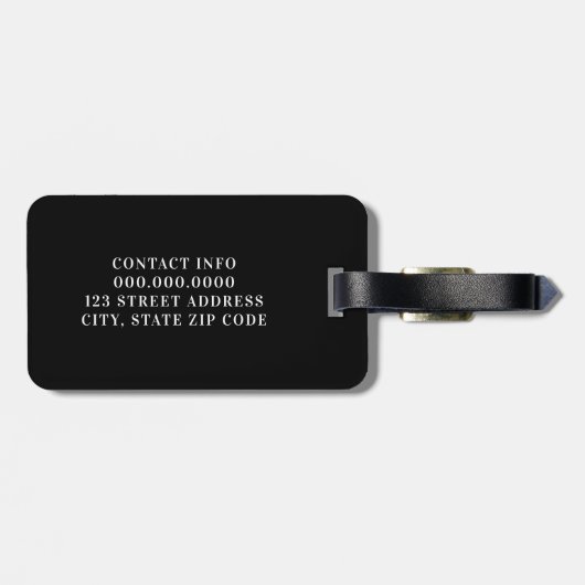 Modern Black Blush Pink Monogram Script Gepäckanhänger (Rückseite horizontal)