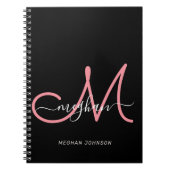 Modern Black Blush Pink Script Mit Monogramm Notizblock (Vorderseite)