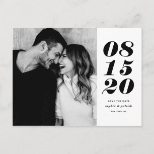 Modern Black Bold Date Typografy Save the Date Ankündigungspostkarte