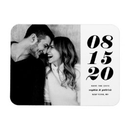 Modern Black Bold Date Typografy Save the Date Magnet