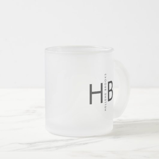 Modern Black Bold Initial Monogram Mattglastasse (VorderseiteRechts)