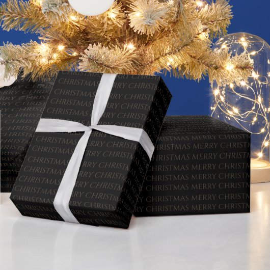 Modern Black Bold Lettering Merry Christmas  Geschenkpapier (Feiertage)