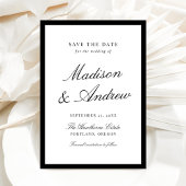 Modern Black Border Photo Wedding Save The Date