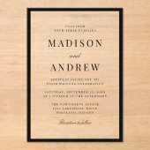 Modern Black Border Wedding Acryleinladungen (Vorderseite)