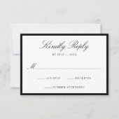 Modern Black Border Wedding RSVP Karte (Vorderseite)