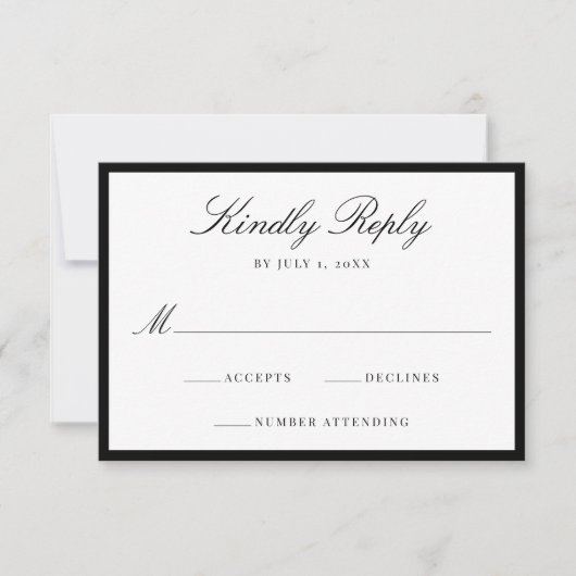 Modern Black Border Wedding RSVP Karte (Vorderseite)