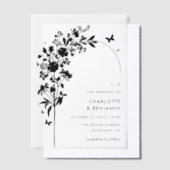 Modern Black Botanical Butterfly Arch Pergament Einladungen (Versetzt)