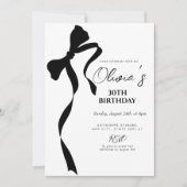 Modern black bow 30th birthday party invitation einladung (Vorderseite)