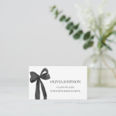 Modern Black Bow Abschluss Name Card einfügen Begleitkarte (Stehend Vorderseite)