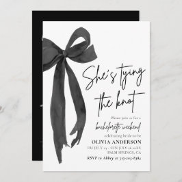 Modern Black Bow Bachelorette Wochenende Ausflug Einladung