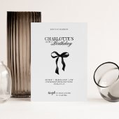Modern Black Bow Birthday Invitation Einladung