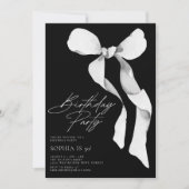 Modern Black Bow Birthday Party Einladung (Vorderseite)