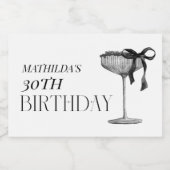Modern Black Bow Birthday Schaumweinetikett (Einzelnes Label)