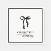 Modern Black Bow Birthday Serviette (Vorderseite)