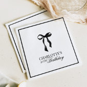 Modern Black Bow Birthday Serviette