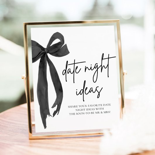 Modern Black Bow Bridal Date Night Ideenspiel Poster