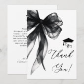 Modern Black Bow Graduation Party Dankeskarte (Vorne/Hinten)