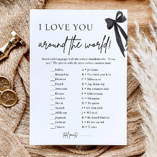 Modern Black Bow I Love You Around the World Spiel Einladung