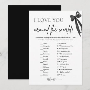 Modern Black Bow I Love You Around the World Spiel Einladung