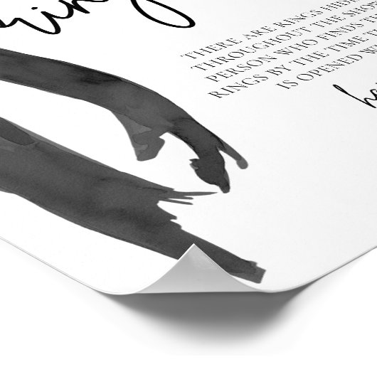 Modern Black Bow Ring Hour Brautparty Game Sign Poster (Ecke)