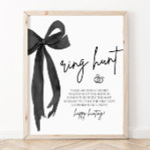 Modern Black Bow Ring Hour Brautparty Game Sign Poster