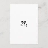 Modern Black bow Wedding Details Enclosure Card Begleitkarte (Rückseite)
