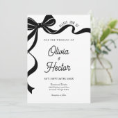 Modern Black Bow Wedding Invitation  Einladung (Stehend Vorderseite)