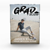 Modern Black Brush Script Abschluss Fotoblock (Vorderseite)