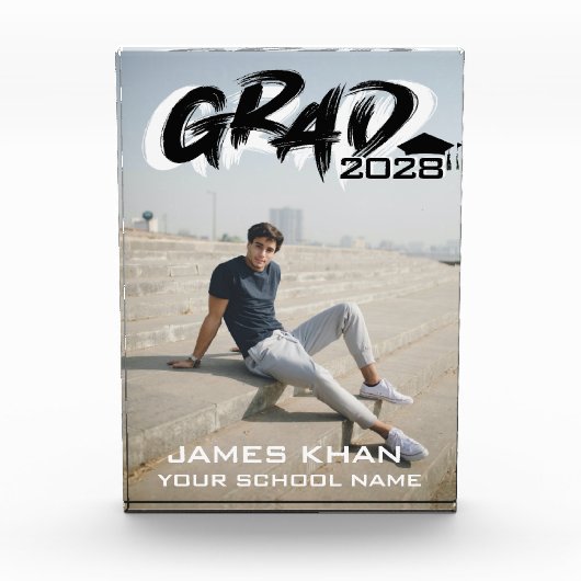 Modern Black Brush Script Abschluss Fotoblock (Vorderseite)