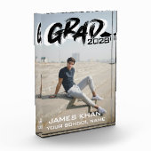 Modern Black Brush Script Abschluss Fotoblock (Links)