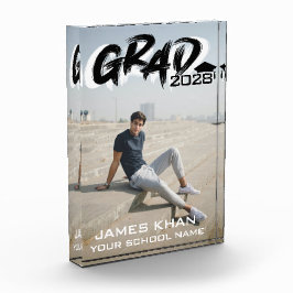 Modern Black Brush Script Abschluss Fotoblock