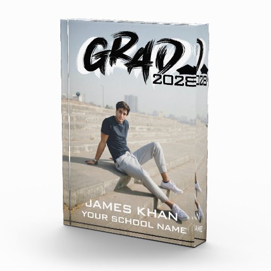 Modern Black Brush Script Abschluss Fotoblock (Rechts)