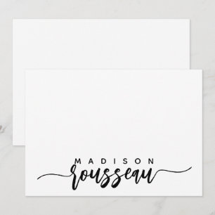 Modern Black Brush Script Name Personalisiert Mitteilungskarte