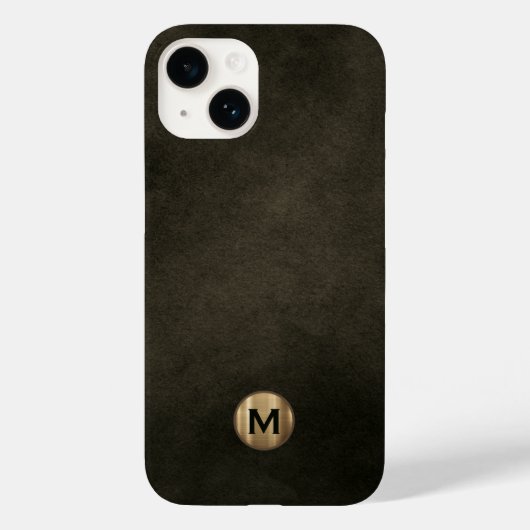 Modern Black Brushed Gold Monogram Case-Mate iPhone Hülle (Rückseite)