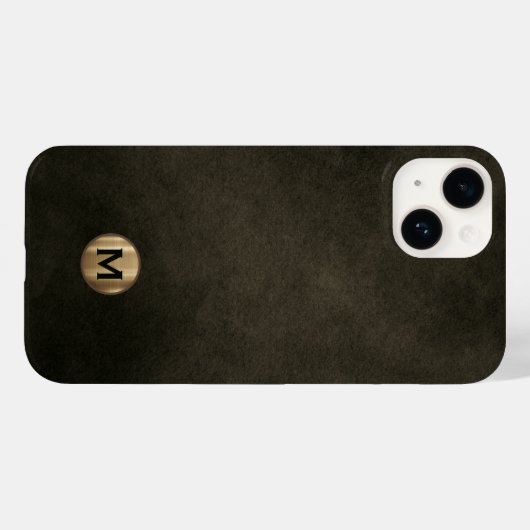 Modern Black Brushed Gold Monogram Case-Mate iPhone Hülle (Rückseite (Horizontal))