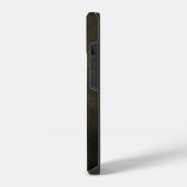 Modern Black Brushed Gold Monogram iPhone Hülle (Linke Seite)