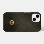 Modern Black Brushed Gold Monogram iPhone Hülle (Rückseite (Horizontal))