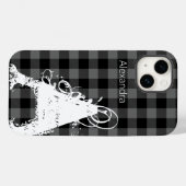 Modern Black Buffalo Kariert Big Monogram Name Case-Mate iPhone Hülle (Rückseite (Horizontal))