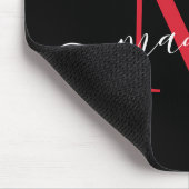Modern Black Burgundy Red Monogram Girly Script Mousepad (Ecke)