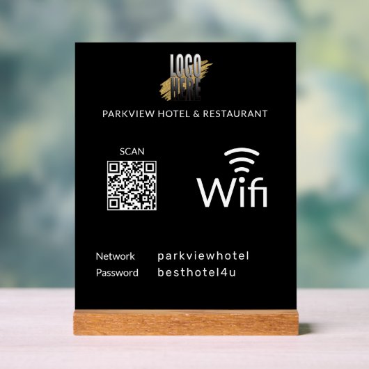 Modern Black Business QR Code Wifi Kennwort Acrylschild (Neutral)